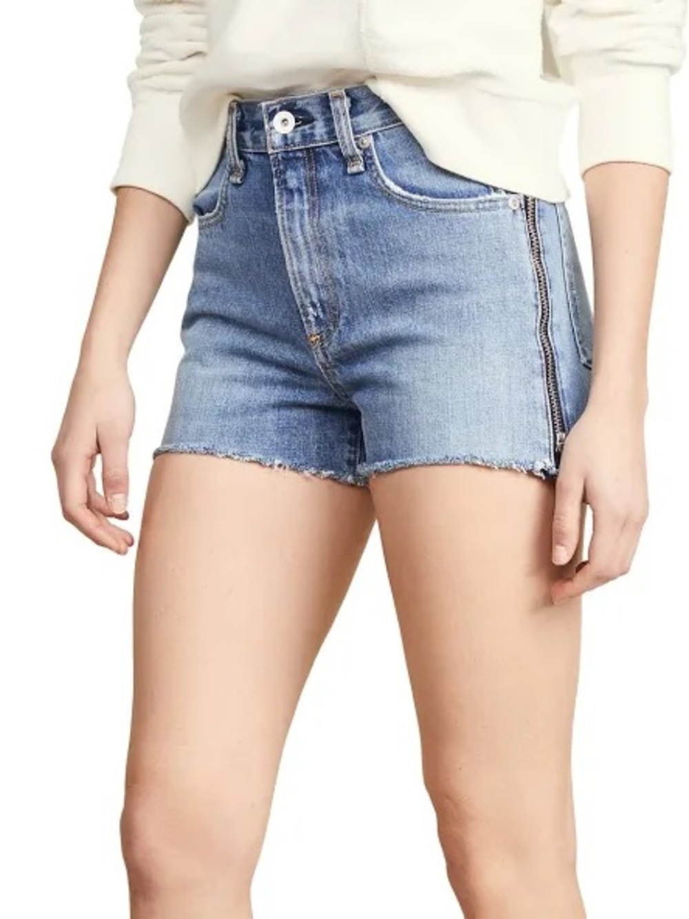 Rag & Bone Maya Denim Shorts Size 24 High Rise Side Zippers Preppy Luxury